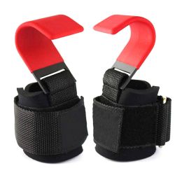 2pcs Weight Lifting Hook Grips With Wrist Wraps Gym Fitness Hook Suitable For Weightlifting Pull-ups red