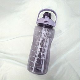 2L Sports Water Bottle With Straw Portable Large Capacity Water Bottles - Purple