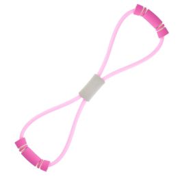 Foam Handle 8 Shape Elastic Band; Tension Band For Abdomen Waist Arm Leg Stretching; Fitness Training - Pink - Strong