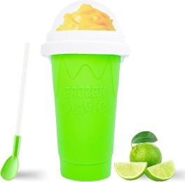 Summer Squeeze Homemade Juice Water Bottle Quick-Frozen Smoothie Sand Cup Pinch Fast Cooling Magic Ice Cream Slushy Maker - Green