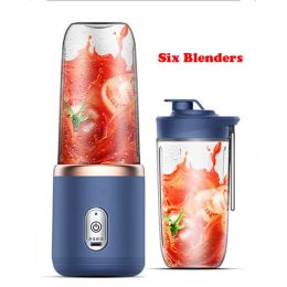 Portable Electric Juicer 400ml Lemon Orange Fruit Squeezer Multifunction Mixer Fruit Smoothie Blender Household Appliances - Blue 2 cups