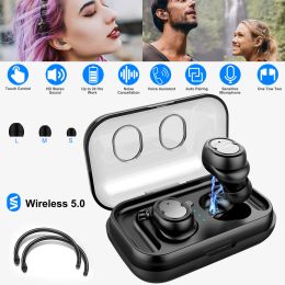 TWS Wireless 5.0 Earbuds IPX4 Touch In-Ear Stereo Earphone Noise Canceling Earpieces 32.8 ft Transmission Range - Black