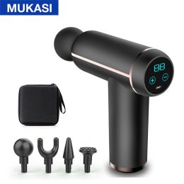 MUKASI LCD Display Massage Gun Portable Percussion Pistol Massager For Body Neck Deep Tissue Muscle Relaxation Gout Pain Relief - Black LCD With Bag