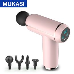 MUKASI LCD Display Massage Gun Portable Percussion Pistol Massager For Body Neck Deep Tissue Muscle Relaxation Gout Pain Relief - Pink LCD With Bag