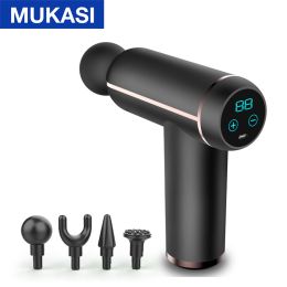 MUKASI LCD Display Massage Gun Portable Percussion Pistol Massager For Body Neck Deep Tissue Muscle Relaxation Gout Pain Relief - Black LCD Display