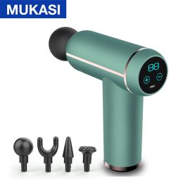 MUKASI LCD Display Massage Gun Portable Percussion Pistol Massager For Body Neck Deep Tissue Muscle Relaxation Gout Pain Relief - Green LCD Display