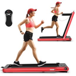 2.25HP 2 in 1 Folding Treadmill with APP Speaker Remote Control and  LED Display - Red