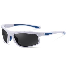 Sports Sunglasses Polarized Photochromic Night Vision Sunglasses - White frame black and gray sheet