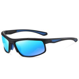 Sports Sunglasses Polarized Photochromic Night Vision Sunglasses - Black frame ice blue