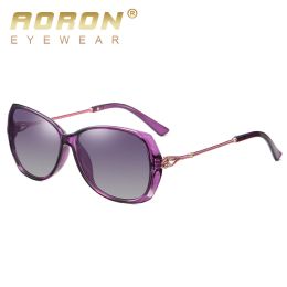 New women's polarized sunglasses - purple frame gradient purple