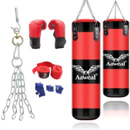 47" Heavy Boxing Punching Bag Training Gloves set Kicking MMA Workout Empty - New