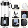 Portable Electric Juicer Cup Fruit Blender Maker Bottle Mixer USB Rechargeable - Black