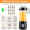 Portable Electric Juicer Cup Fruit Blender Maker Bottle Mixer USB Rechargeable - Black