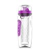 Fruit Infuser Water Bottle 32OZ Juice Shaker Sport w/ Flip Top Lid Anti-Slip Grips For Office Home Sport Running Walking Hiking - Purple