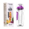 Fruit Infuser Water Bottle 32OZ Juice Shaker Sport w/ Flip Top Lid Anti-Slip Grips For Office Home Sport Running Walking Hiking - Purple